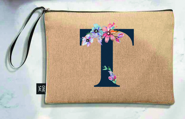 Bolso de mano letra t una pieza (diseño variado) (25×18×1 )